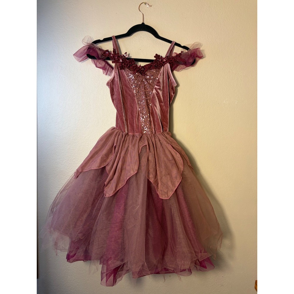 Weissman Pink Velvet Sequin Tulle Lyrical Ballet Dance Halloween Costume Small